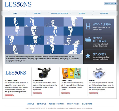 50 Lessons interface